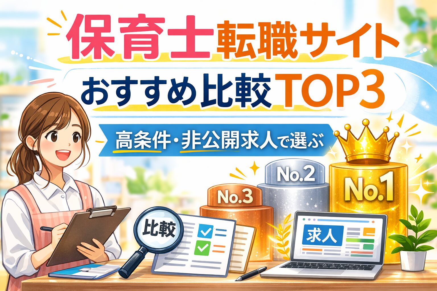 保育士転職サイトおすすめ比較TOP3|高条件・非公開求人で選ぶ