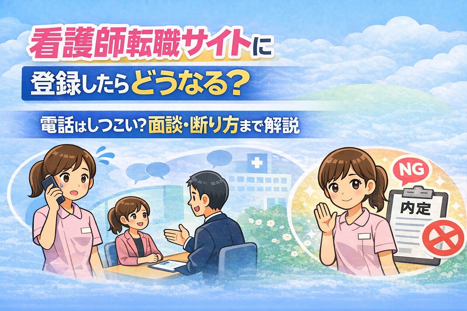 看護師転職サイトに登録したらどうなる?電話はしつこい?面談・断り方まで解説