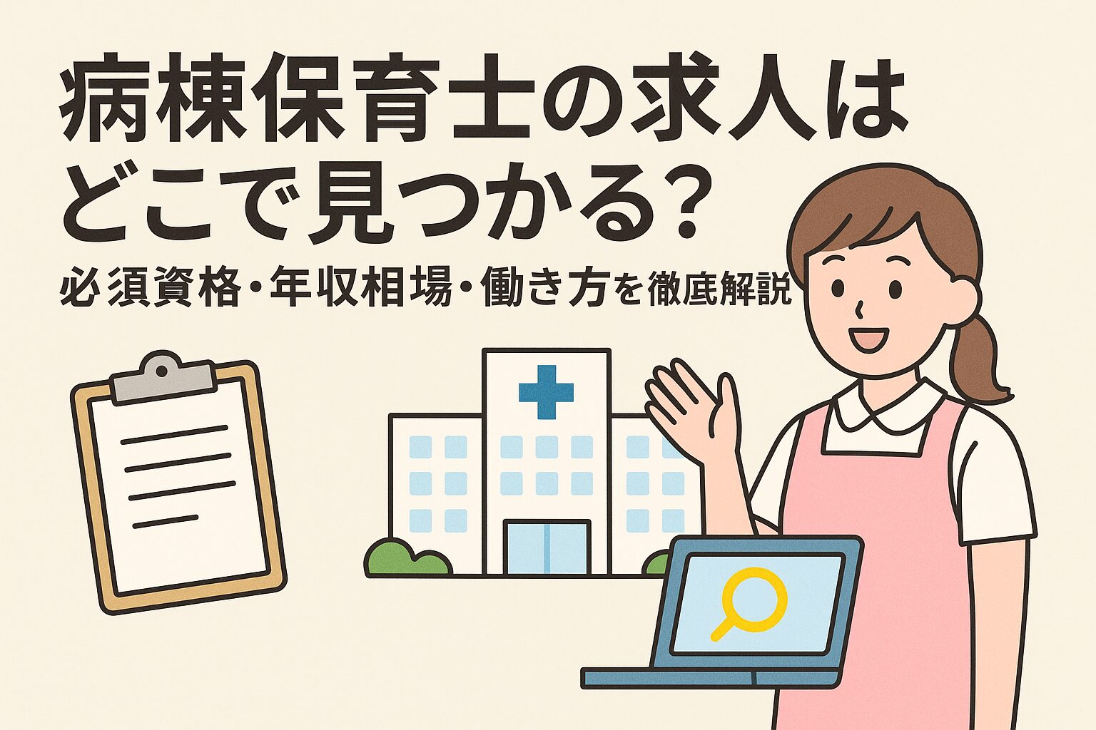 病棟保育士の求人はどこで見つかる？必須資格・年収相場・働き方を徹底解説