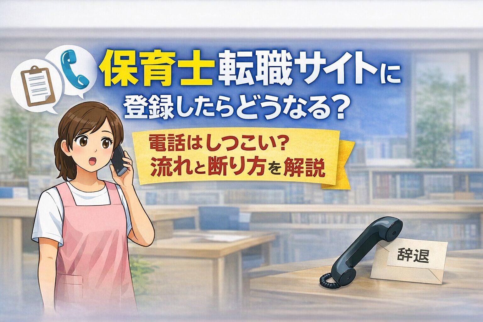保育士転職サイトに登録したらどうなる？電話はしつこい？流れと断り方を解説