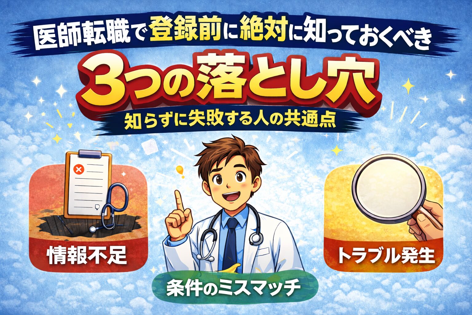 医師転職で登録前に絶対に知っておくべき3つの落とし穴|知らずに失敗する人の共通点